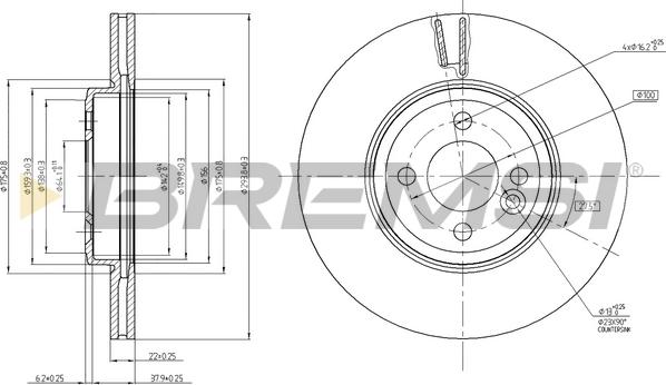 Bremsi CD7711V - Гальмівний диск autozip.com.ua