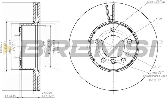 Bremsi CD7717V - Гальмівний диск autozip.com.ua