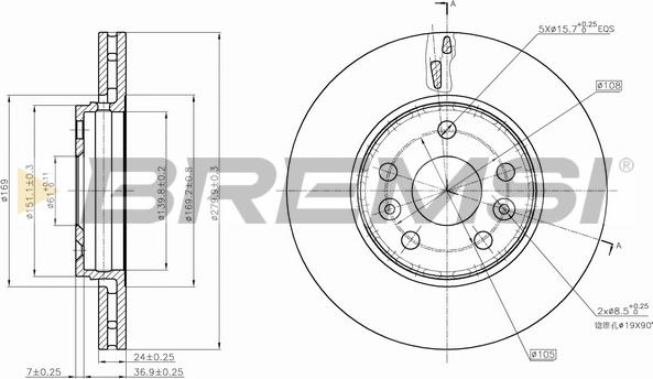 Bremsi CD7733V - Гальмівний диск autozip.com.ua