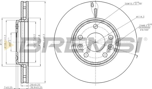 Bremsi CD7726V - Гальмівний диск autozip.com.ua