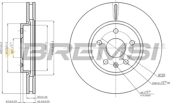 Bremsi CD7722V - Гальмівний диск autozip.com.ua