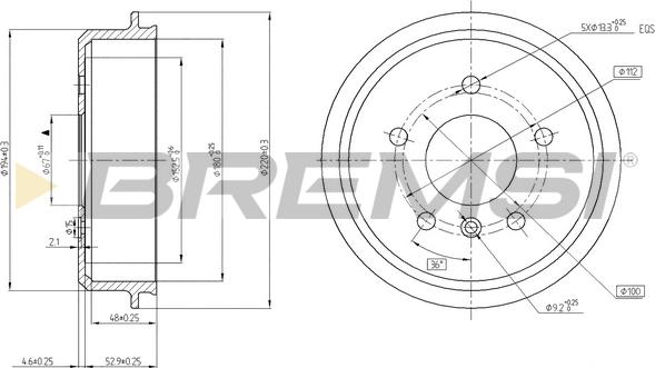 Bremsi CR5433 - Гальмівний барабан autozip.com.ua