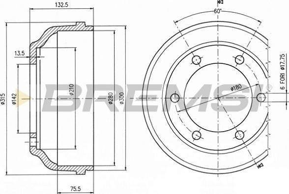 Bremsi CR5063 - Гальмівний барабан autozip.com.ua