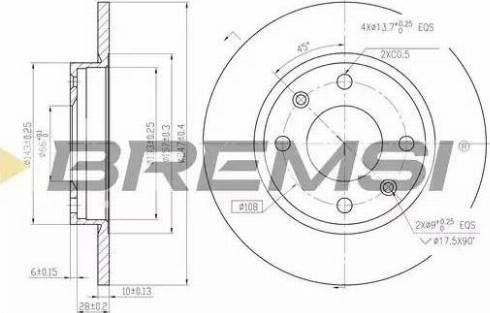 Bremsi DBA059S - Гальмівний диск autozip.com.ua