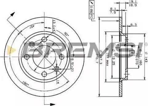 Bremsi DBA244S - Гальмівний диск autozip.com.ua