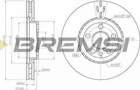 Bremsi DBB165V - Гальмівний диск autozip.com.ua