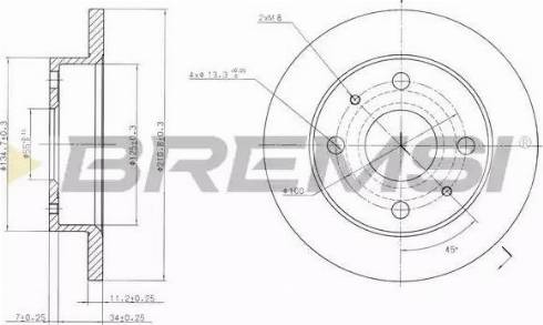 Bremsi DBB302S - Гальмівний диск autozip.com.ua