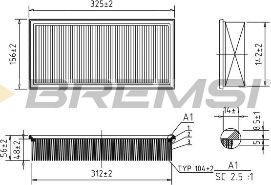 Bremsi FA0595 - Повітряний фільтр autozip.com.ua