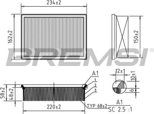 Bremsi FA0597 - Повітряний фільтр autozip.com.ua