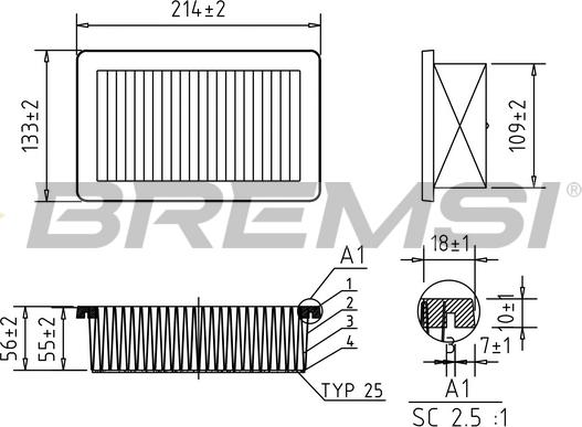 Bremsi FA0558 - Повітряний фільтр autozip.com.ua