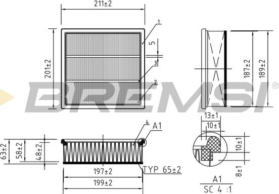 Bremsi FA0563 - Повітряний фільтр autozip.com.ua