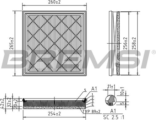 Bremsi FA0539 - Повітряний фільтр autozip.com.ua