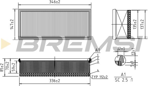 Bremsi FA0531 - Повітряний фільтр autozip.com.ua