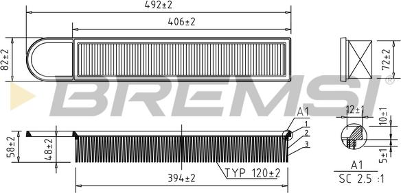 Bremsi FA0533 - Повітряний фільтр autozip.com.ua