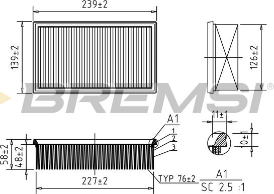 Bremsi FA0528 - Повітряний фільтр autozip.com.ua