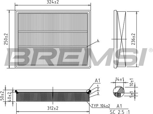 Bremsi FA0579 - Повітряний фільтр autozip.com.ua