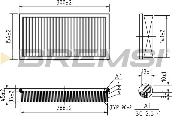 Bremsi FA0574 - Повітряний фільтр autozip.com.ua