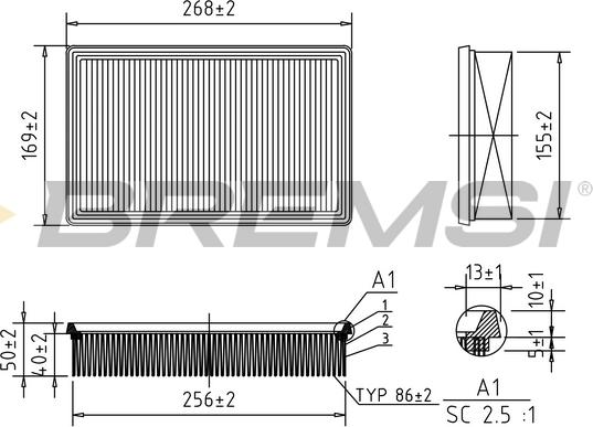 Bremsi FA0570 - Повітряний фільтр autozip.com.ua