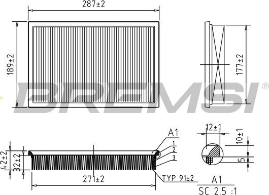 Bremsi FA0573 - Повітряний фільтр autozip.com.ua