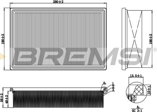 Bremsi FA0648 - Повітряний фільтр autozip.com.ua