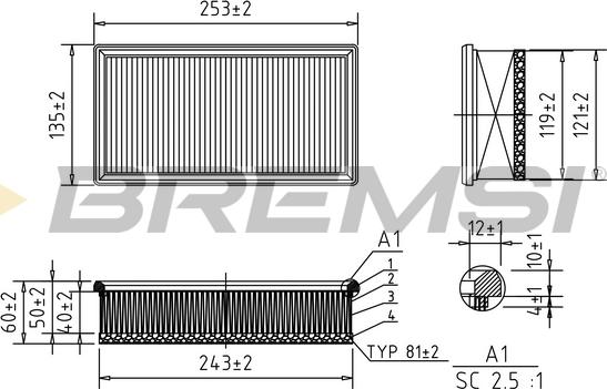 Bremsi FA0652 - Повітряний фільтр autozip.com.ua