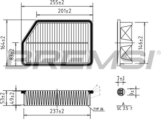 Bremsi FA0607 - Повітряний фільтр autozip.com.ua