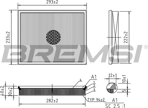 Bremsi FA0616 - Повітряний фільтр autozip.com.ua