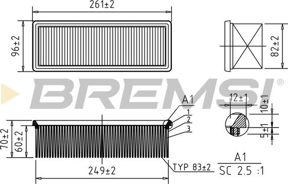 Bremsi FA0612 - Повітряний фільтр autozip.com.ua