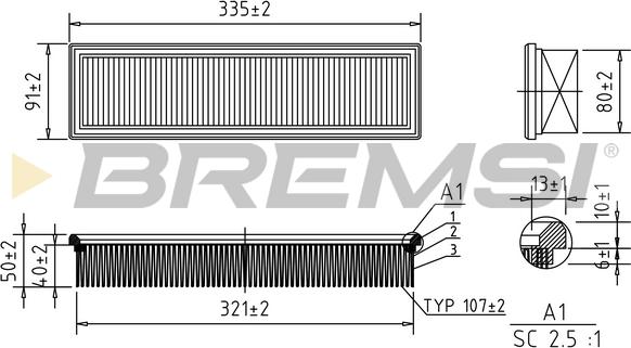 Bremsi FA0630 - Повітряний фільтр autozip.com.ua