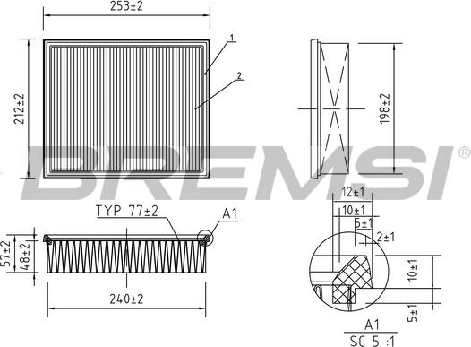 Bremsi FA0628 - Повітряний фільтр autozip.com.ua