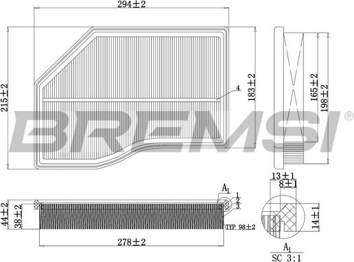 Bremsi FA0118 - Повітряний фільтр autozip.com.ua