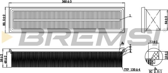 Bremsi FA0132 - Повітряний фільтр autozip.com.ua