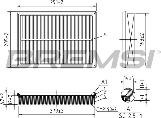 Bremsi FA0125 - Повітряний фільтр autozip.com.ua