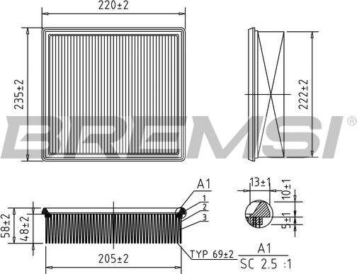 Bremsi FA0123 - Повітряний фільтр autozip.com.ua