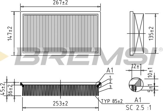 Bremsi FA0127 - Повітряний фільтр autozip.com.ua