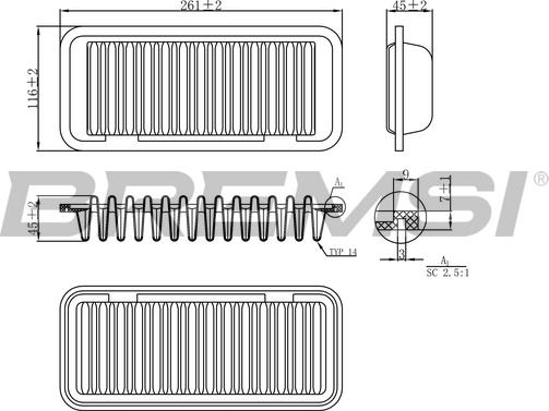 Bremsi FA0209 - Повітряний фільтр autozip.com.ua