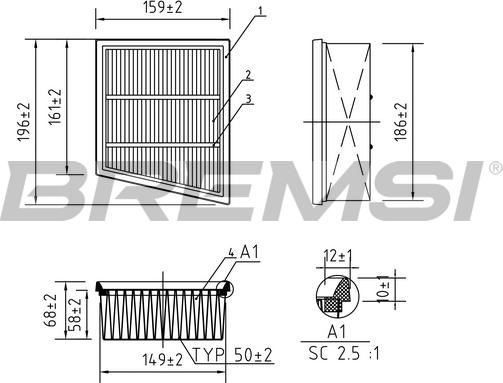 Bremsi FA0205 - Повітряний фільтр autozip.com.ua