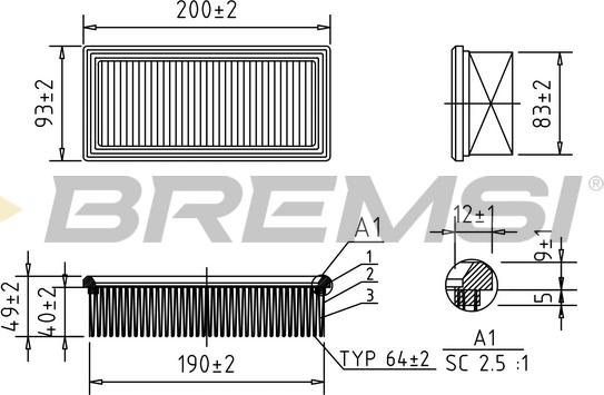 Bremsi FA1594 - Повітряний фільтр autozip.com.ua