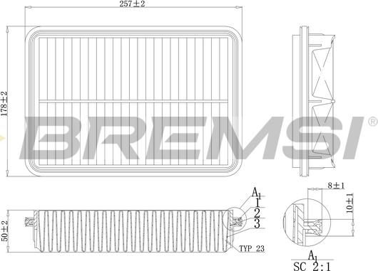 Bremsi FA1691 - Повітряний фільтр autozip.com.ua