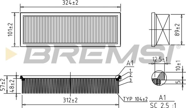 Bremsi FA1616 - Повітряний фільтр autozip.com.ua