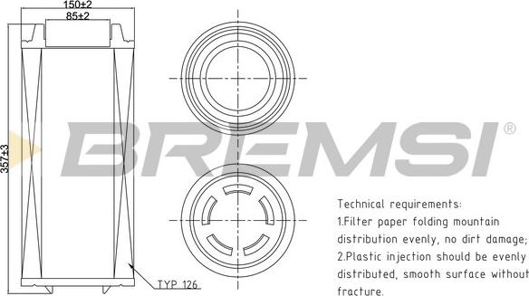 Bremsi FA1683 - Повітряний фільтр autozip.com.ua