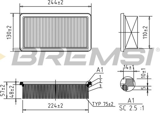 Bremsi FA1635 - Повітряний фільтр autozip.com.ua