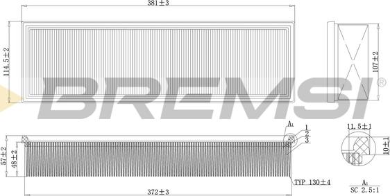 Bremsi FA1636 - Повітряний фільтр autozip.com.ua