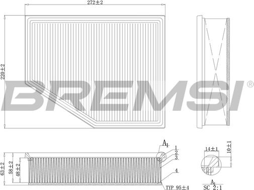 Bremsi FA1098 - Повітряний фільтр autozip.com.ua