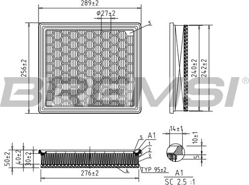 Bremsi FA1044 - Повітряний фільтр autozip.com.ua