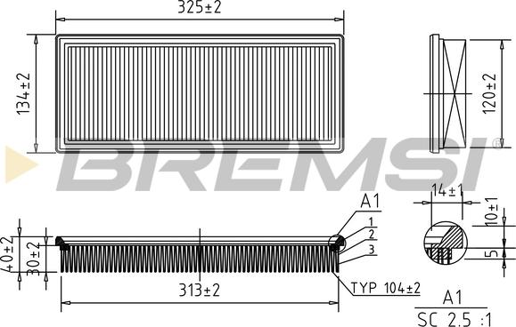 Bremsi FA1046 - Повітряний фільтр autozip.com.ua