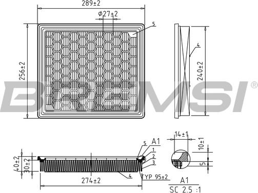 Bremsi FA1043 - Повітряний фільтр autozip.com.ua