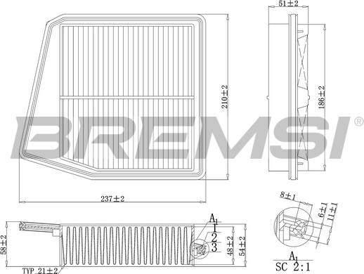 Bremsi FA1047 - Повітряний фільтр autozip.com.ua