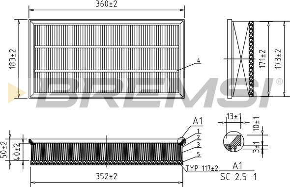 Bremsi FA1066 - Повітряний фільтр autozip.com.ua