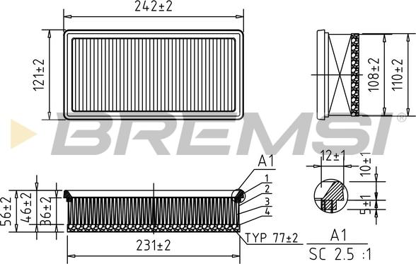 Bremsi FA1067 - Повітряний фільтр autozip.com.ua